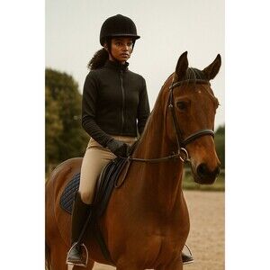 Charles Ancona Full Zipper Equestrian Jacket Black Back Logo Luxury Size Large